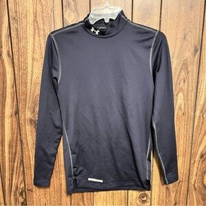 Under Armour Coldgear Fitted Navy Blue Compression Mock Neck Shirt Long Sleeve S